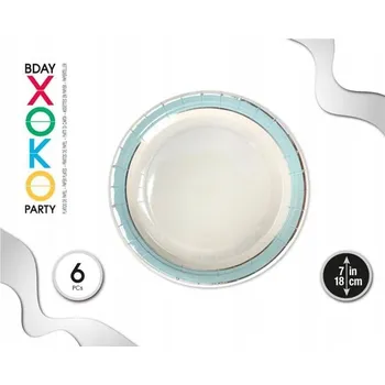 Talíř Papírový talíř s modrým okrajem - 18 cm