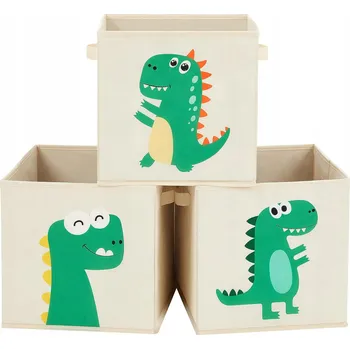Úložný box SADA 3 KOŠŮ NA HRAČKY 30X30X30 BÉŽOVÁ DINOSAURUS RFB704W03