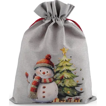 Vánoce Vánoční dárkový pytlík sněhulák 30x40 cm Varianta: 2 šedá světlá, Balení: 1 ks