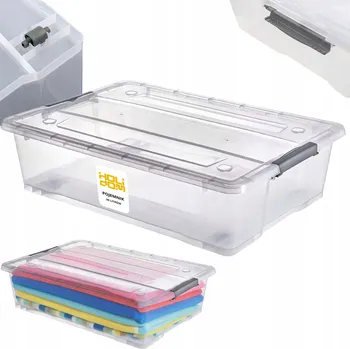 Úložný box Plastový box s víkem a kolečky 30L, uzavíratelný úložný krabička pod postel