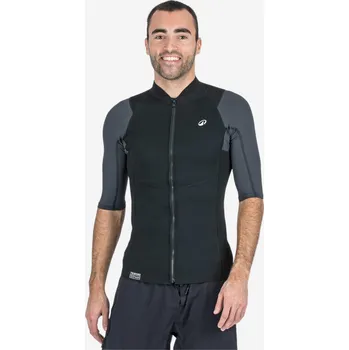 Pánské tričko DECATHLON Pánský top s krátkým rukávem a UV ochranou Yulex100 1,5 mm 2XL ČERNÁ|ŠEDÁ