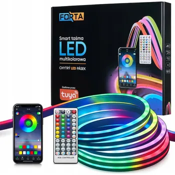 LED páska LED Neon RGB pásek 600 LED/ 5m 24V + hudební ovladač TUYA WiFi + napájecí zdroj