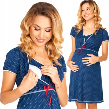 Dámská noční košile NOČNÍ NOČNÍ PRÁDLO NA KOJENÍ TMAVĚ MODRÉ