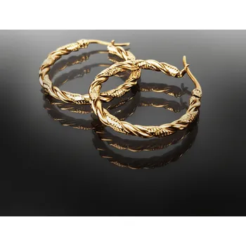 Náušnice Kroucené kruhové náušnice z pozlacené oceli č. 1903