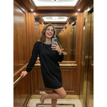 Dámské šaty Sinsay - Mini šaty s ozdobnými kamínky u výstřihu - černá - 493BA-99X - 493BA-99X-XXS-1