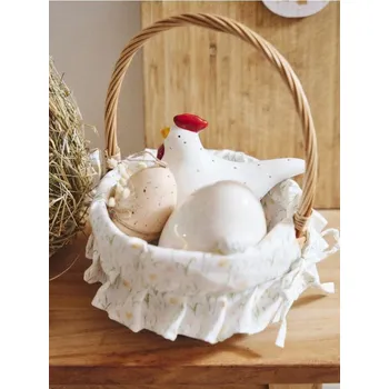 Velikonoční dekorace Sinsay - Velikonoční keramická slepička s puntíky - vícebarevná - 592JG-MLC - 592JG-MLC-ONE