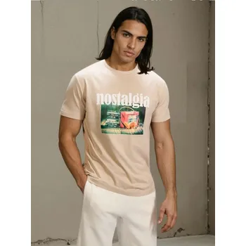 Sinsay - Bavlněná košilka s potiskem - béžová - 260HL-08X - 260HL-08X-2XL