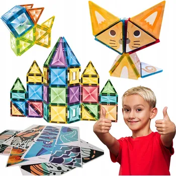 ostatní stavebnice STAVEBNICE STAVEBNICE - EDUKAČNÍ MAGNETICKÉ KOSTKY S NÁLEPKAMI, BAREVNÉ, 82 DÍLKŮ