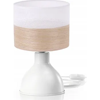 Lampička LAMPIČKA STOLNÍ NOČNÍ KANCELÁŘSKÁ DÝHA SVĚTLÝ DUB STÍNÍTKO E27 LED EDISON