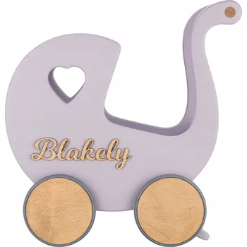 Kočárek pro panenku Dřevěný kočárek pro panenky odrážedlo pro děti s personalizací