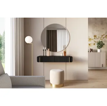 Toaletní stolek MALMI Toaletka 100 2SZ - černá / zlatá / závěsná