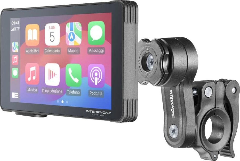 Displej pro zrcadlení telefonu na motorku s ochranným sklem Interphone RideSync černý