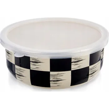 SMALTOVANÁ MÍSA S VÍKEM NÁDOBA NA POTRAVINY SALÁTOVÁ MÍSA ŠACHOVNICE