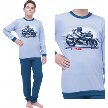 CHLAPECKÉ PYŽAMO PRO TEENAGERY S MOTORKOU - DLOUHÝ RUKÁV, DLOUHÉ NOHAVICE, VELIKOST 158