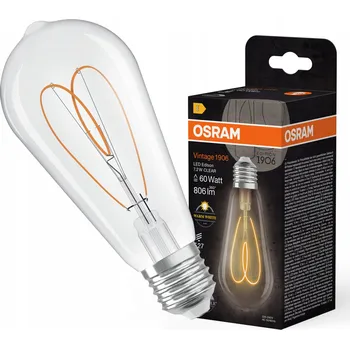 Žárovka OSRAM LED Vintage ST64 E27 7,2W 927 Heart Filament clear dim přehledně