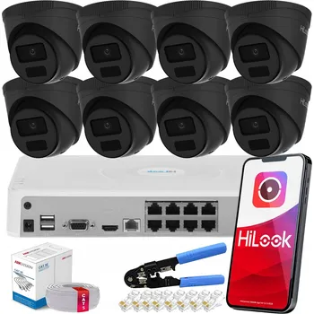 IP kamera Sada 8 kamer pro monitoring IPC-T241H-C BLACK venkovní Hilook PoE