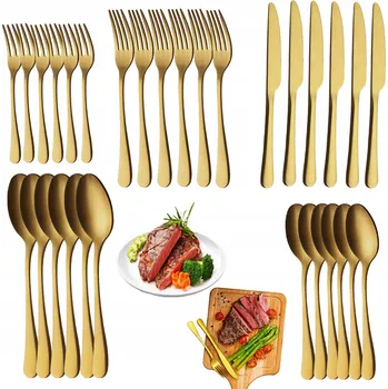 Příbor SADA PŘÍBORŮ ZLATÉ NEREZOVÉ PŘÍBORY PRO 6 OSOB SADA 30 KUSŮ