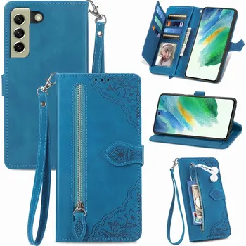 Pouzdro na mobilní telefon Flipové pouzdro pro Samsung Galaxy S21 FE, modré