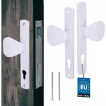 KLIKA-KLIKA MADLO PRO BRANKU BRÁNU DVEŘE DLOUHÝ ŠTÍTEK BÍLÝ 90mm PRO VLOŽKU