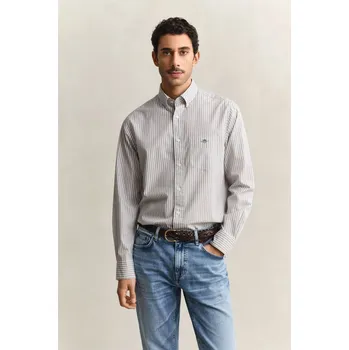 Pánské oblečení KOŠILE GANT REG CLASSIC POPLIN STRIPE SHIRT LIGHT PUTTY
