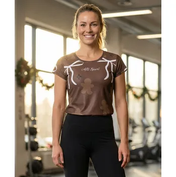 Dámské tričko Dámské vánoční triko premium ALTISPORT VOJ/ALWVN10TR06 HNĚDÁ S