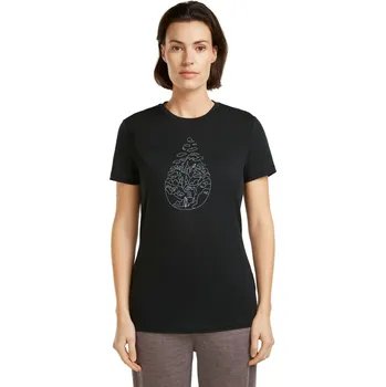 Dámské merino triko s krátkým rukávem ICEBREAKER Wmns Mer 150 Tech Lite III SS Tee Hike Path, Black velikost: XS