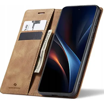 Pouzdro na mobilní telefon Flipové pouzdro Spacecase pro Samsung Galaxy S25+ hnědé