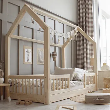 Dětská postýlka Domečková postel Pioli duo 90 x 190 cm - přírodní borovice