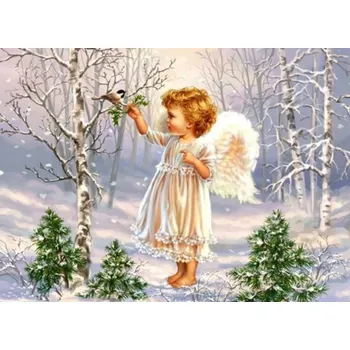 Puzzle NORIMPEX Diamantové malování Andílek v lese 30x40cm