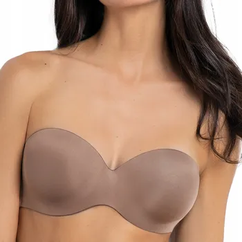 Dámské oblečení Podprsenka Bardotka Push-Up Samodržící Pohodlná Hladká Nastavitelná Šedá 70B