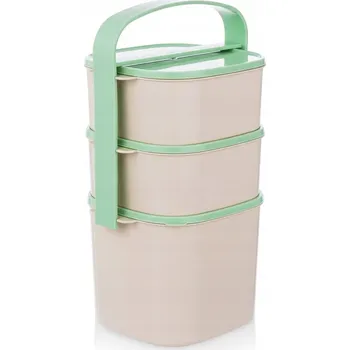 Dóza na potraviny JÍDELNÍ BOX PLASTOVÝ TERMOS NA JÍDLO 3-PATROVÝ KONTEJNER 4,3 L