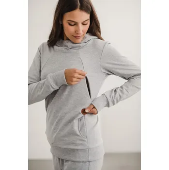 Těhotenská mikina Kojící mikina Milk Please Light Gray