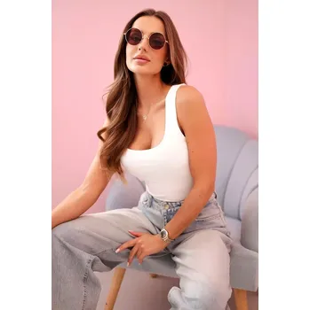 Dámská halenka Dámská halenka na ramínka s výstřihem ecru UNI