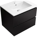 Koupelnová skříňka Carole + keramické umyvadlo Todo - černá matná - 61x49,5x46,5 cm