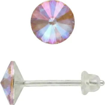 Náušnice Stříbrné Náušnice 925 na puzetě s krystaly Lumina Rivoli 6mm Greige LD