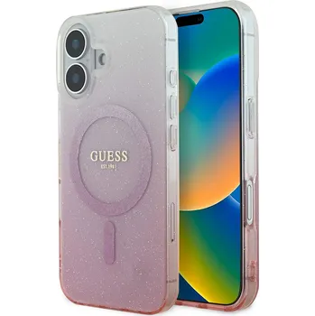 Pouzdro na mobilní telefon Guess IML Glitter Gradient MagSafe iPhone 16 růžová