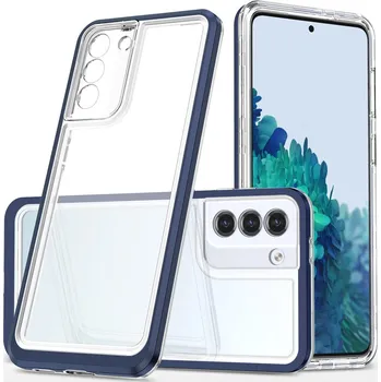 Pouzdro na mobilní telefon Hurtel Průhledný 3v1 kryt pro Samsung Galaxy S21 + 5G (S21 Plus 5G) s gelovým rámem, modrý