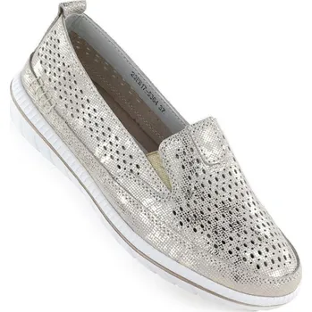 Dámské lodičky Dámské zlaté prolamované kožené polobotky Jezzi 5364 38