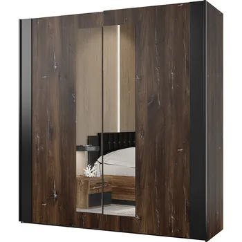 Šatní skříň MOB Signat Typ 18 (černá + dub flagstaff + stříbrná)