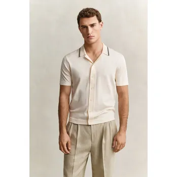 Pánský svetr SVETR GANT RESORT COLLAR POLO CREAMED WHITE