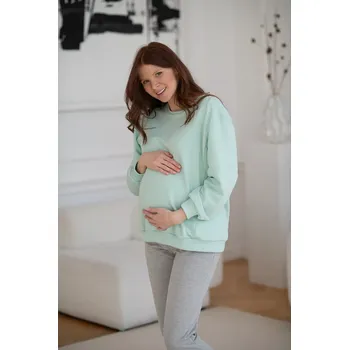 Těhotenská móda Těhotenská a kojící oversized mikina Milk It Easy Mint