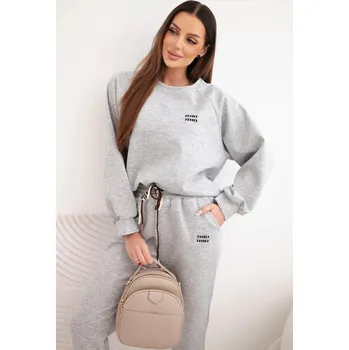 Dámská halenka Dámský set z viskózy s mikinou a kalhotami máslový šedý UNI