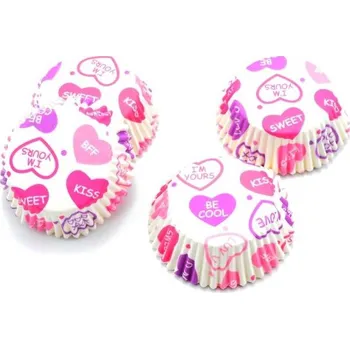 Formička Dortisimo Perfect Home košíčky na muffiny Bílé s růžovými a fialovými srdíčky (100 ks)