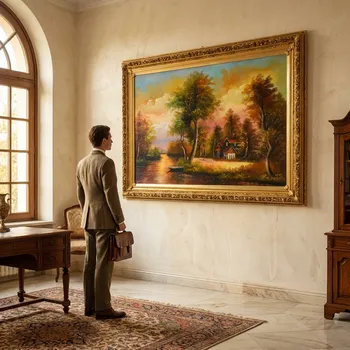 Obraz Zámecký obraz - Krajina - olej na plátně - malovaný (97) Zlacený dřevěno-alabastrový rám Masivní a velký Krásný reprezentativní kus! Rozměry: Výška: 137 cm Šířka: 187 cm Hloubka: 10 cm