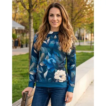 Dámská mikina Dámská funkční mikina premium ALTISPORT VOJ/ALW097MI01 MODRÉ KVĚTY XXL