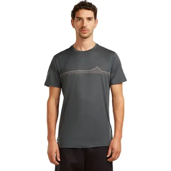 Pánské tričko Pánské merino triko s krátkým rukávem ICEBREAKER Mens Mer 150 Tech Lite SS Tee Range Stripes, Obsidian velikost: XXL
