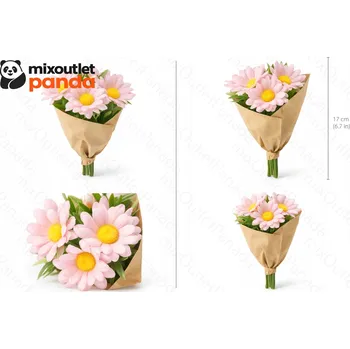 umělá květina 194. Umělá kytice kopretin 17 cm – světle růžová, pudrová, dekorativní