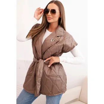 Dámská vesta Dámská prošívaná vesta s páskem a širokým límcem fango UNI