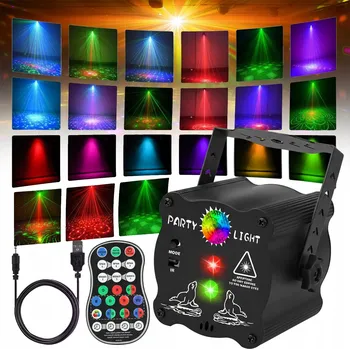 Projektor LASEROVÝ PROJEKTOR STROBOSKOP SCÉNICKÝ DISCO 3D REFLEKTOR LED RGB + DÁLKOVÉ OVLÁDÁNÍ