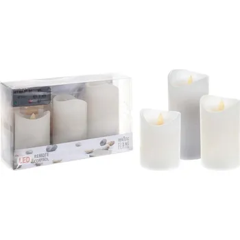 Svíčka LED svíčka set 3ks 75x100/75x125/75x,150 s reálným plamenem a časovačem, bílá